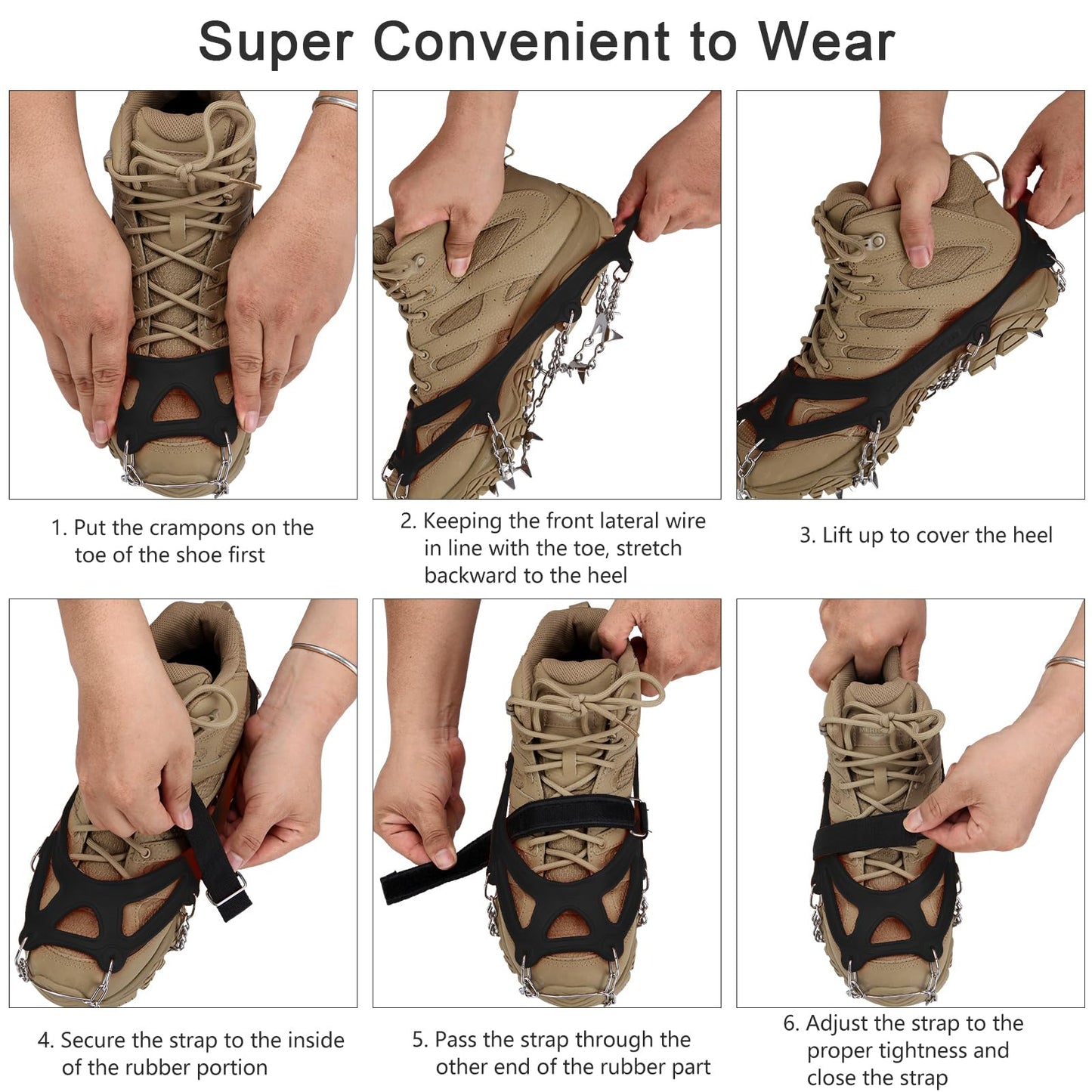 crampons Upgraded 19 Spikes with 304 Stainless Steel chain Ice Snow grips Traction cleats System Safe Protect for Walking, Joggi