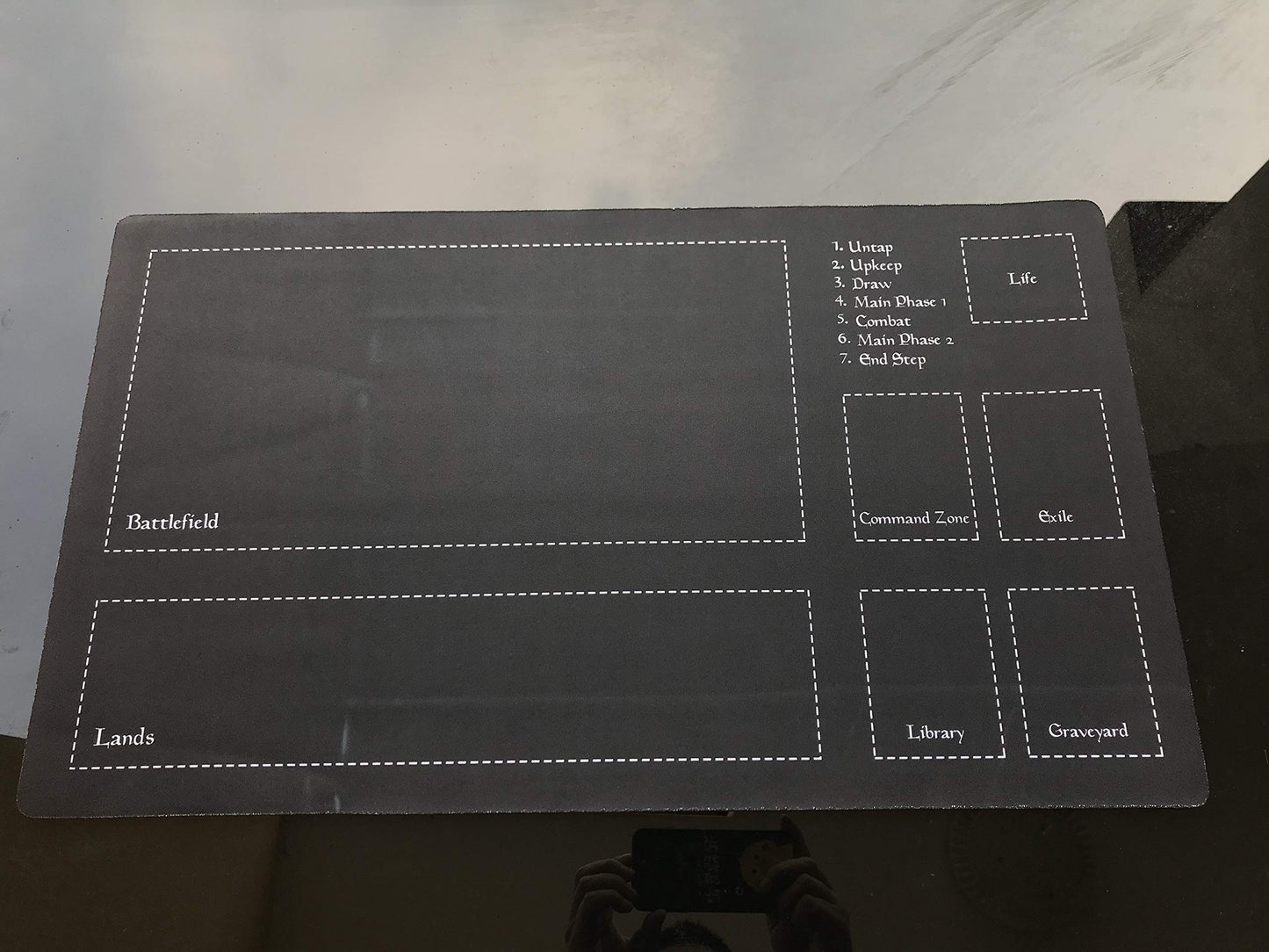Time Walker Black Rubber Board Games Playmat, One Size, White Lines Design, Model RS