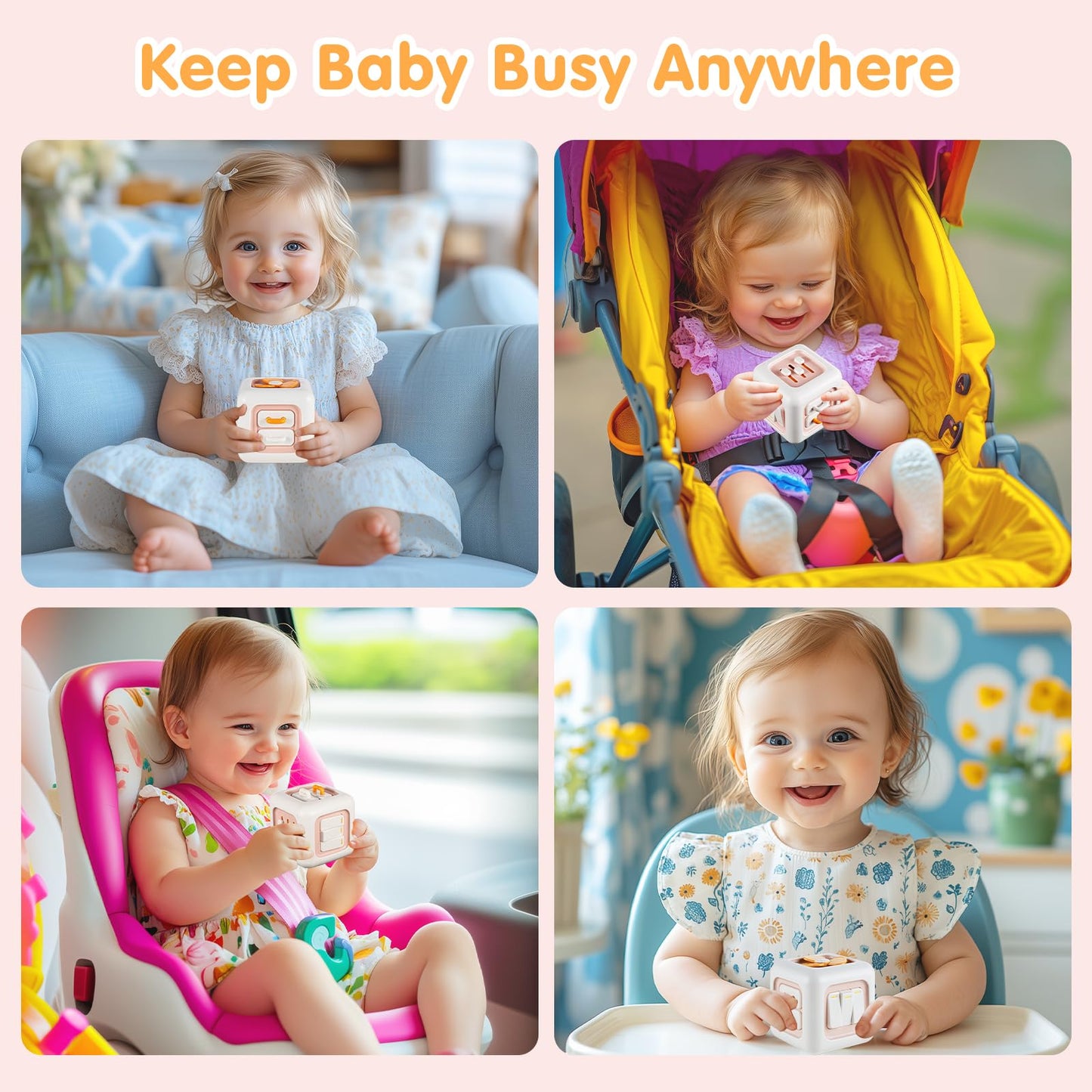 Montessori Toys For 1 Year Old, Baby Busy Board For Toddler 1-3, Activity Cube Travel Airplane Toys For Babies 12-18 Months,Chri