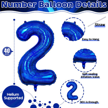 21St Birthday Balloons For Boys, Large Dark Blue Foil Number 21 Balloons, Navy Royal Blue Self Inflating Helium Globos Azules Ma