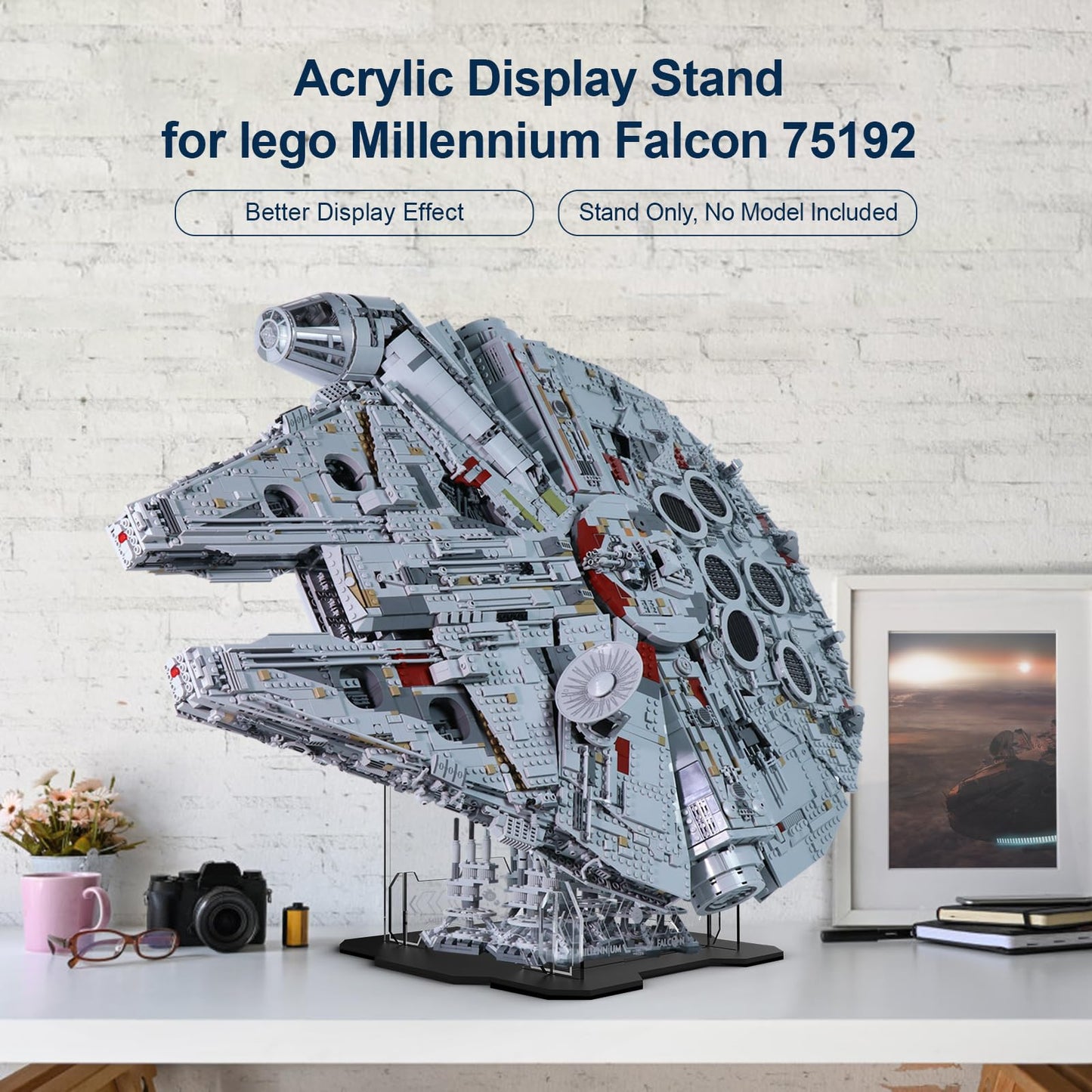 Naocard Display Stand For Lego Millennium Falcon 75192 Star Wars Building Block, 5Mm Acrylic Display Holder, Vertical Display Br