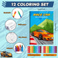 BenLouis 12 Race Car Mini Coloring Books Kids with 12 Stacking Crayons Racing Theme Party Favors Small Activity Books Bulk for K