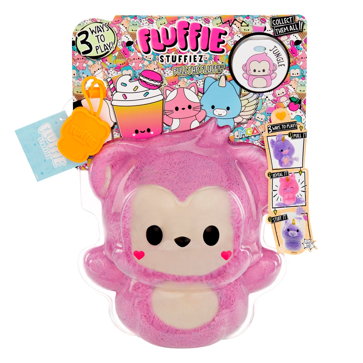 Fluffie Stuffiez Monkey Plush - Small Collectible, Multicolor, Ultra Soft Polyester, ASMR Fidget DIY Fur Pulling, Model 511670