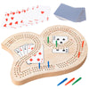 Wooden 3-Track Cribbage Board Game - Classic Board For 3 Players With Plastic Pegs - Ideal Family Game For Kids And Adults