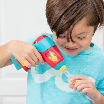 Educational Insights Design & Drill Power Drill, Compatible with Design & Drill Sets, Real Working, Kid-Friendly Toy Drill, Bran