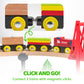 60Pcs Montessori Wooden Train Set - Construction Express, Engineering Railway With Magnetic Crane, Trains & Accessories, Perfect