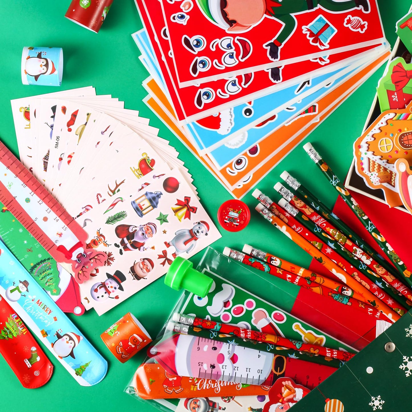 BenLouis Christmas School Stationery Set Party Favors Xmas Classroom Gift Prizes Bulk for Students Kids Holiday Stockings Pinata