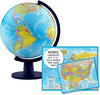 Waypoint Geographic Scout+ With Map, World Globe For Kids, Decorative Classroom Globe With Stand, More Than 4000 Places, 12” Interactive Globe, Bonus Map Included, Blue