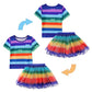 YODISON Cat Dollhouse Rainbow Tutu Dress for Girls, Birthday Outfit Set Costumes with Headband and Bag Halloween Party (140cm/7-