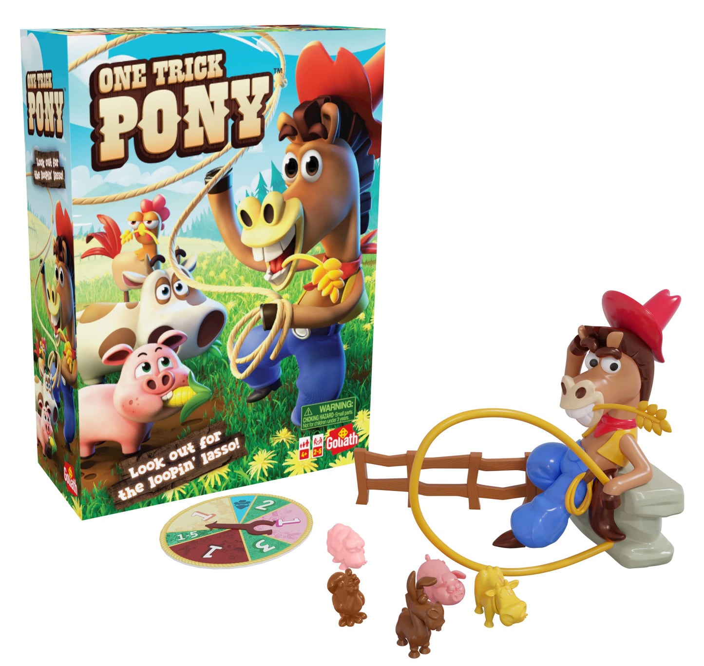 Goliath One Trick Pony Game - Round Up Animals Before Cowboy'S Spinning Lasso Ropes You In - Ages 4 And Up, 2-5 Players