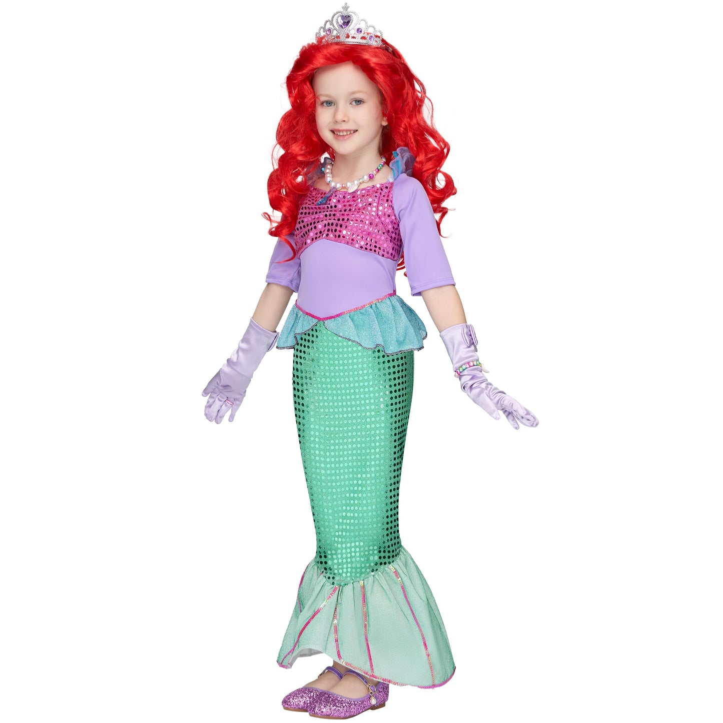 Spooktacular Creations Deluxe Mermaid Costume Set With Red Wig And Headband (Toddler (3-4))