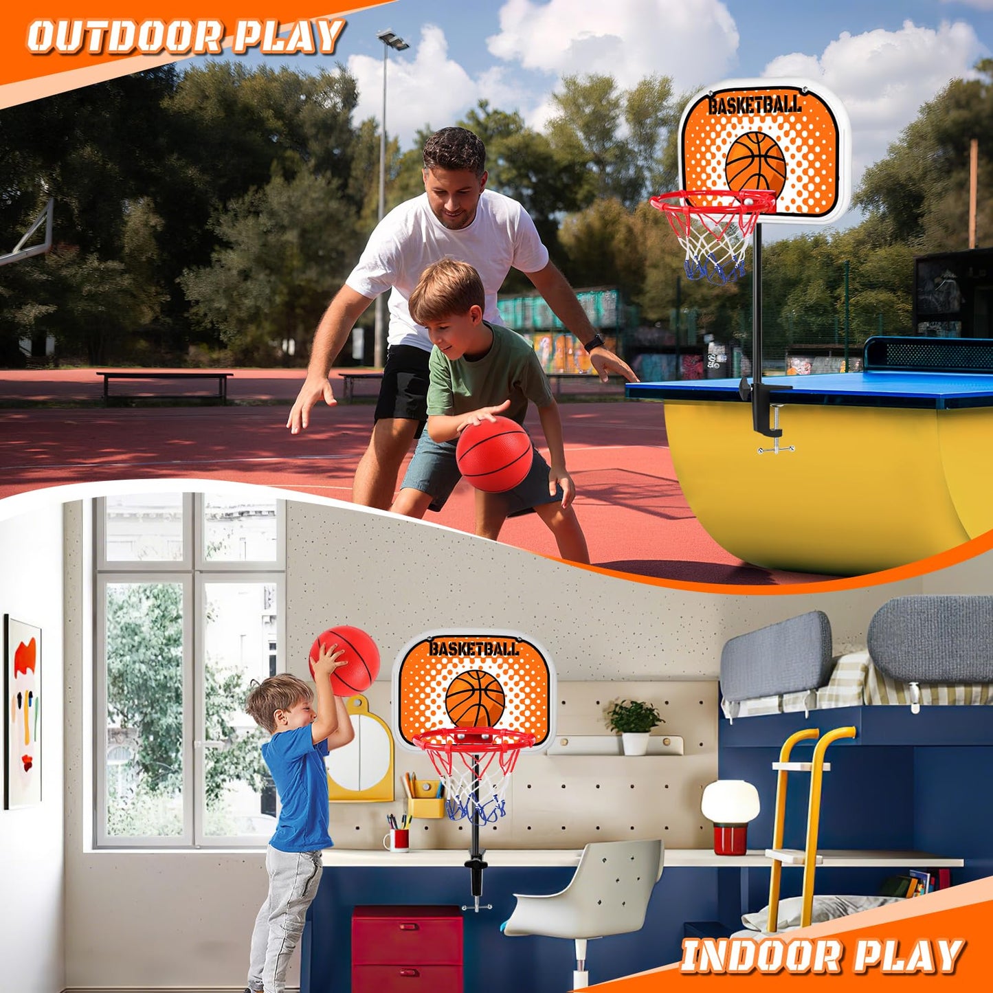 NZQXJXZ Indoor Basketball Hoop Tabletop Basketball Hoop Indoor with Clips Mini Desktop Basketball.Hoop Set with Two Balls Mini Hoops for Desk Table Bedroom Basketball Toys for Kids and mature-themed