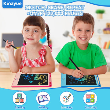 Kinayue 2 Pack LCD Writing Tablet for Kids,8.5 Inch Doodle Board Drawing Tablet Colorful Educational Toys for Boys Girls Reusabl