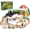 Joylike Farm Tractor Playset, 62 Pcs Farm Toy Set For Kids With 1/24 Tractor, Dumpable Traile, Bale Grapple, Big Barn, Farm Life