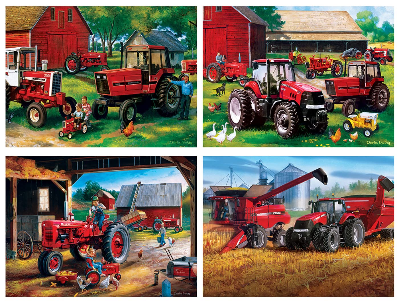MasterPieces 2000 Piece Jigsaw Puzzle - Farmall 4-Pack, 14" x 19", Paper, Model 41402, Ideal for Adults and Families