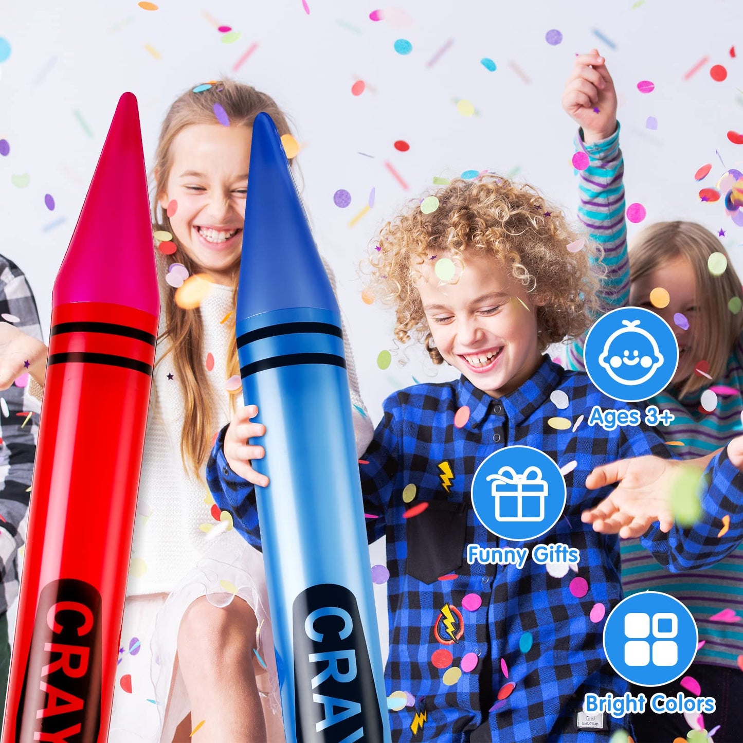Raiten 12 Pcs Inflatable Crayons Jumbo 41.34 Inch Big Blow up Crayon Set Thick Large Inflatable Crayon Decorations Giant Crayons