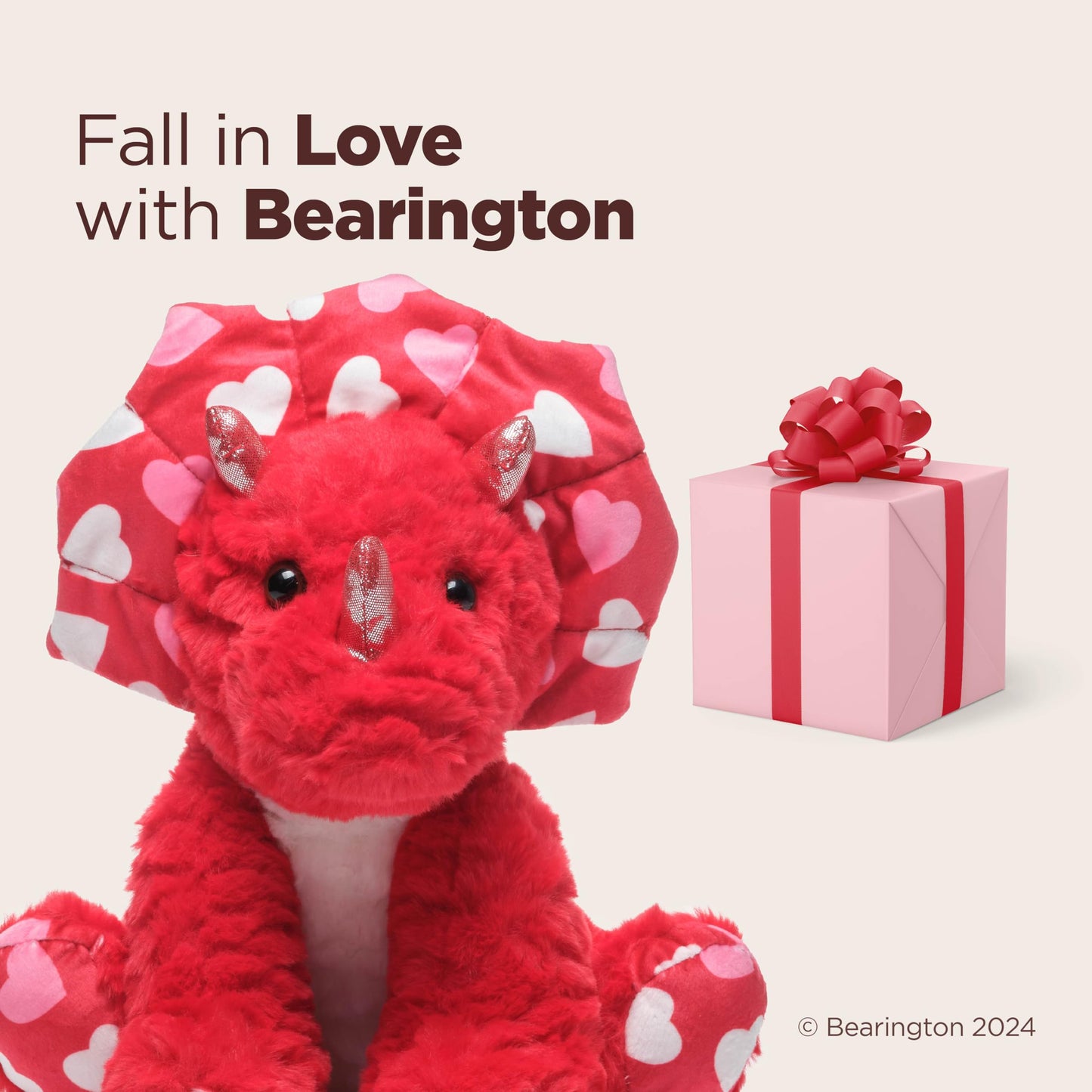 Bearington Collection Stuffed Animal  Dinomite The Heart Dinosaur  11-inch Valentine's Plushie