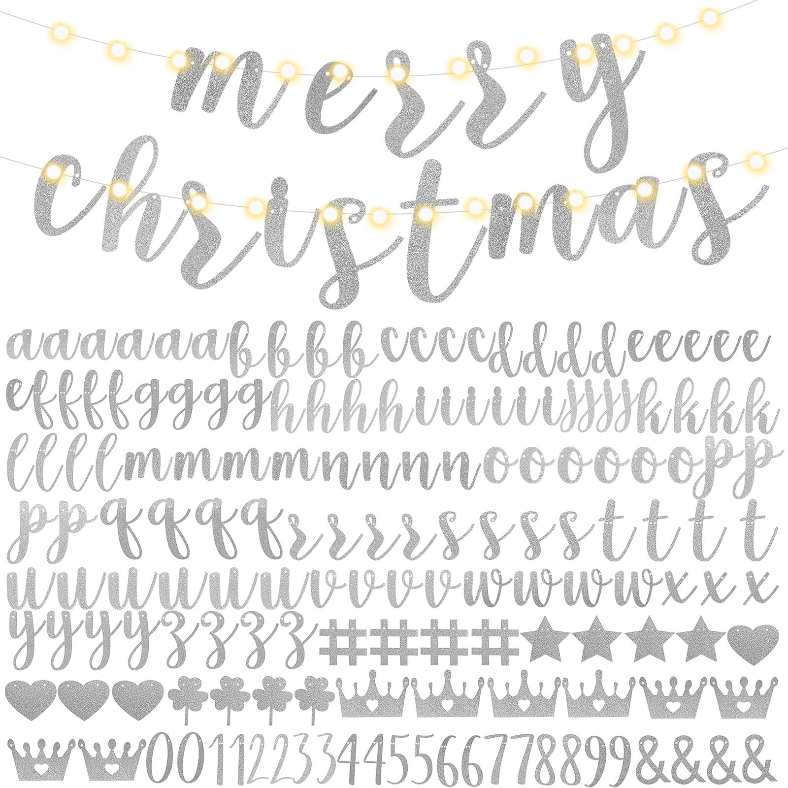 TaoBary 167 Pcs DIY Banner Kit Merry Christmas Glitter Banner Customizable Glitter Make Your Own Banner Kit 162 Letters Symbols 