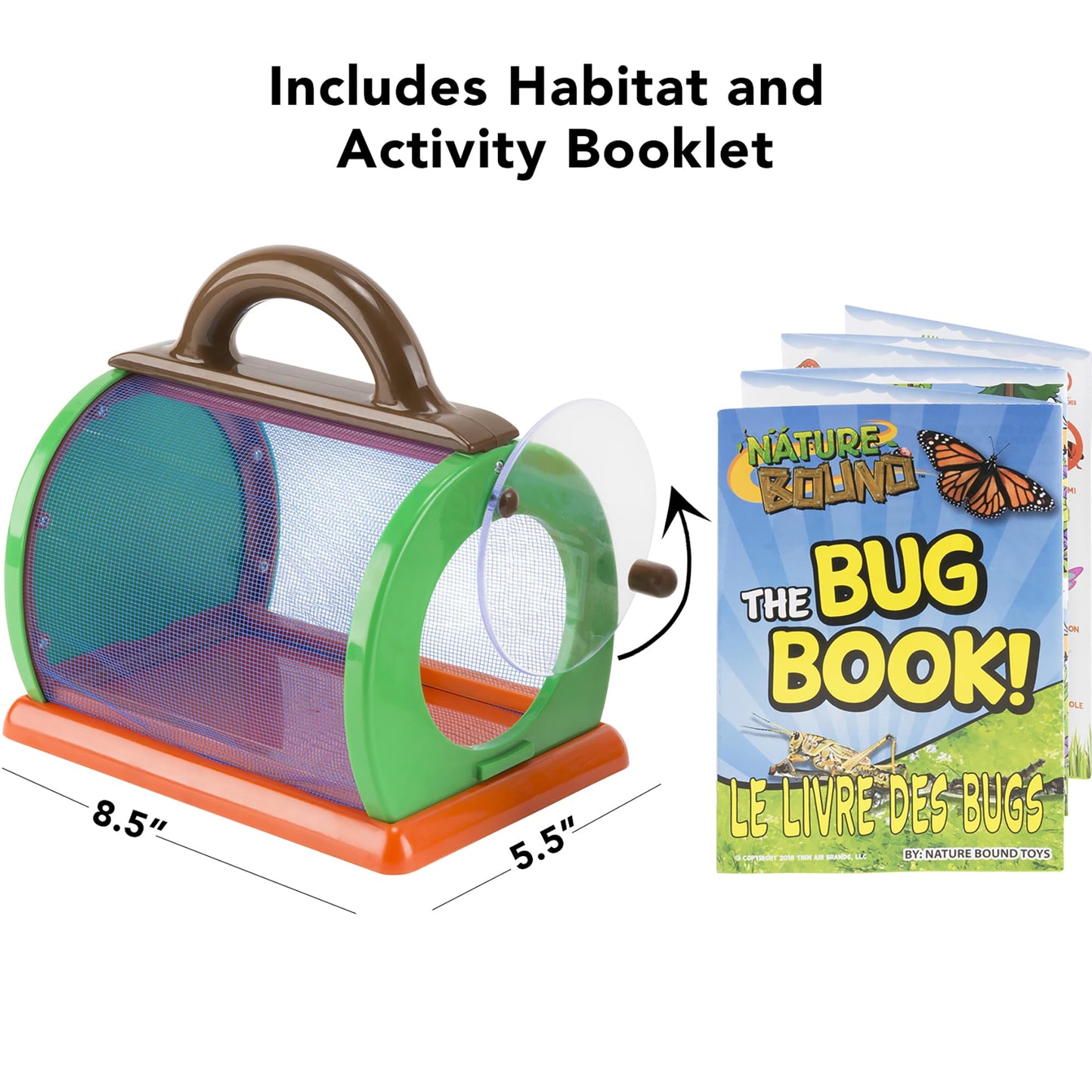 Nature Bound Critter Cage Bug Catcher and Habitat Kit | Insect Netting and Activity Booklet | STEM Educational Toys for Kids | Indoor and Outdoor Use | 8.5 x 5.75 x 8 | Green