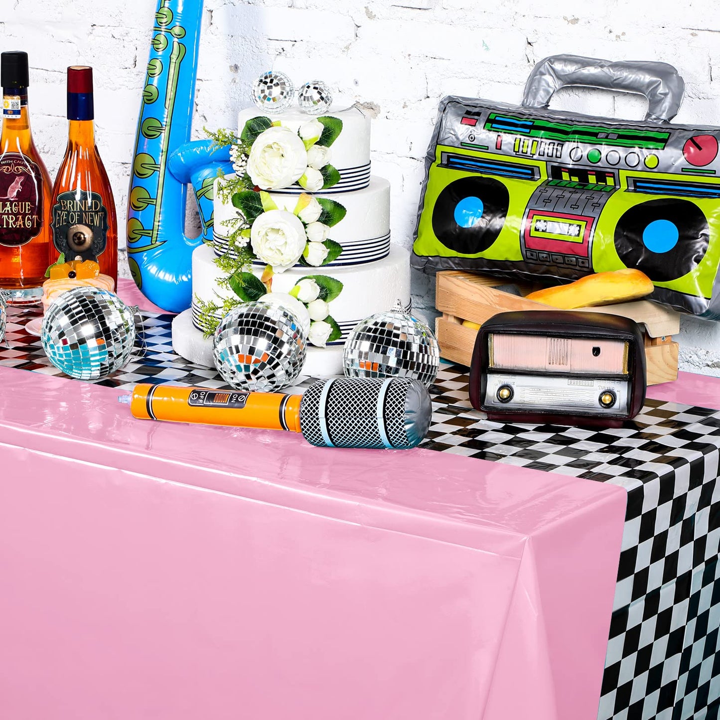Irenare Car Birthday Party Supplies Racing Decorations 50S Party Tablecloth Racetrack Table Runner Table Covers For Kids Boy Car Theme Birthday Decor, 54 X 108 Inch(Cyan,Pink,6 Sheets)
