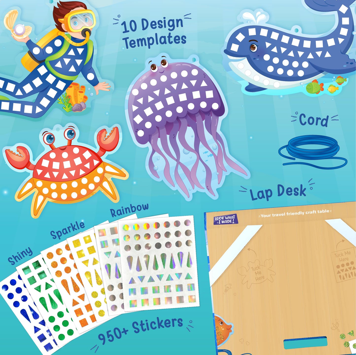 Imagimake Mirror Mosaic Ocean Themed Kids Art Set | DIY Craft Kit | Foil Stickers for Kids | Birthday Gift for Girls and Boys Ag