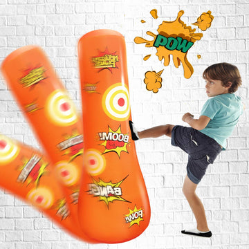Novelty Place Kid'S Inflatable Punching Bag - 4 Feet Tall Free Standing Buddy - Hit & Bounce Back Air Bop Toy Fun For All Ages Boys Girls Fitness & Stress Relief
