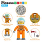 Picasso Toys Magnetic Character Action Figures 4 Piece Astronaut For Building Block Tile Toddler Toy Set Magnet Expansion Pack A