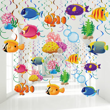 30 Pcs Tropical Fish Hanging Swirls Under The Sea Party Decorations Ceiling Decor For Boys Girls Kids Ocean Themed Party Mermaid