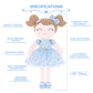 Gloveleya Personalized Doll With Your Name - Cute Floral Blue Custom Soft Plush Doll For Girls Plush Doll Customized Gifts - Muñecas De Trapo Personalizadas Para Niñas