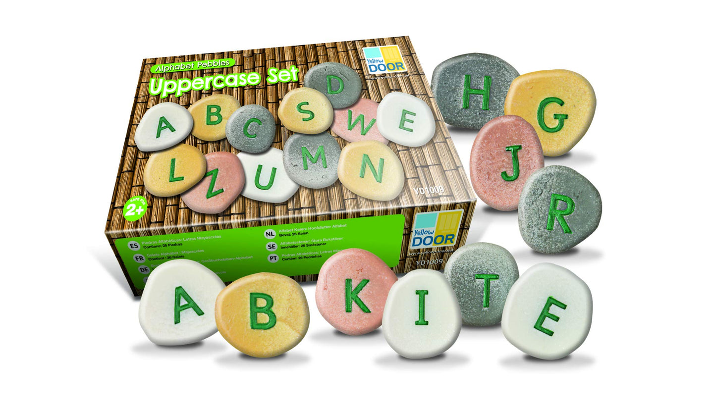 Yellow Door Yd-9 Uppercase Alphabet Learning Pebbles For Kids, Kindergarten Grade To 3 Grade, 5'' H, 3'' L, 3'' W