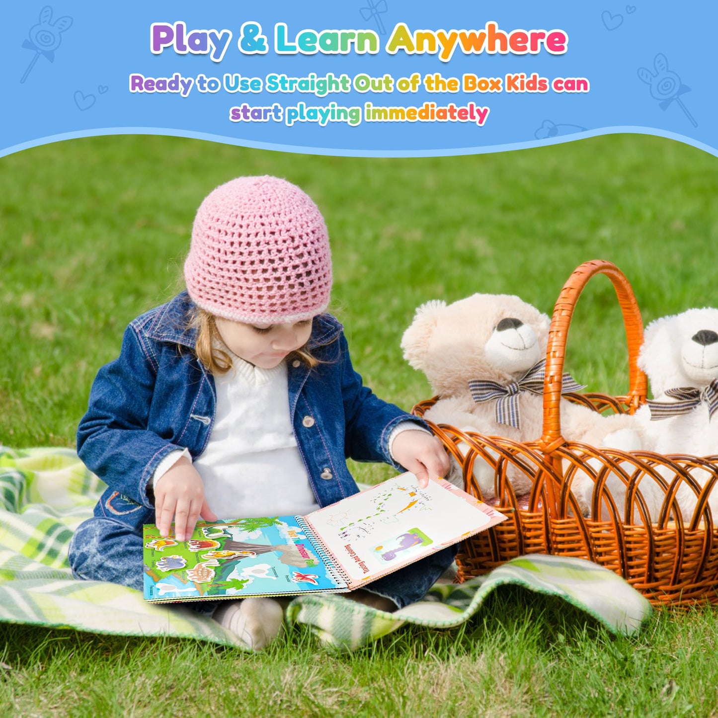 Preschool Learning Activities, Montessori 32 Thems Busy Book For Toddlers Ages 2-6, Education Toys For Kids, Alphabet Learning T