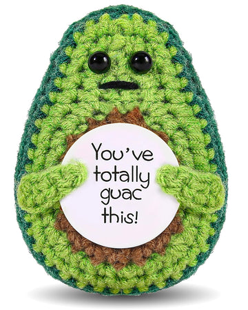 Jelutar Mini Funny Positive Potato, 3 Inch Knitted Doll With Positive Card For Cheer Up Gifts And Party Decorations, Cute Positive Potato Crochet Doll For Birthday Gifts (Positive Avocado)