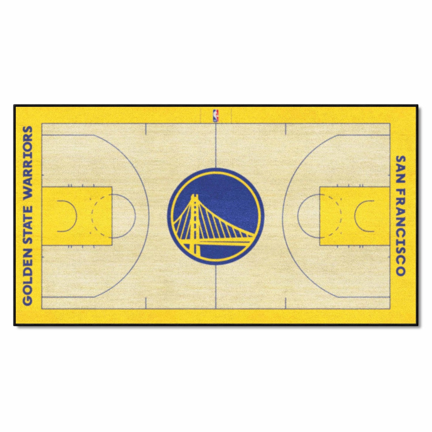 FANMATS 9264 Golden State Warriors Large Court Runner Rug - 30in. x 54in. - Circular Golden Gate Logo & Wordmark