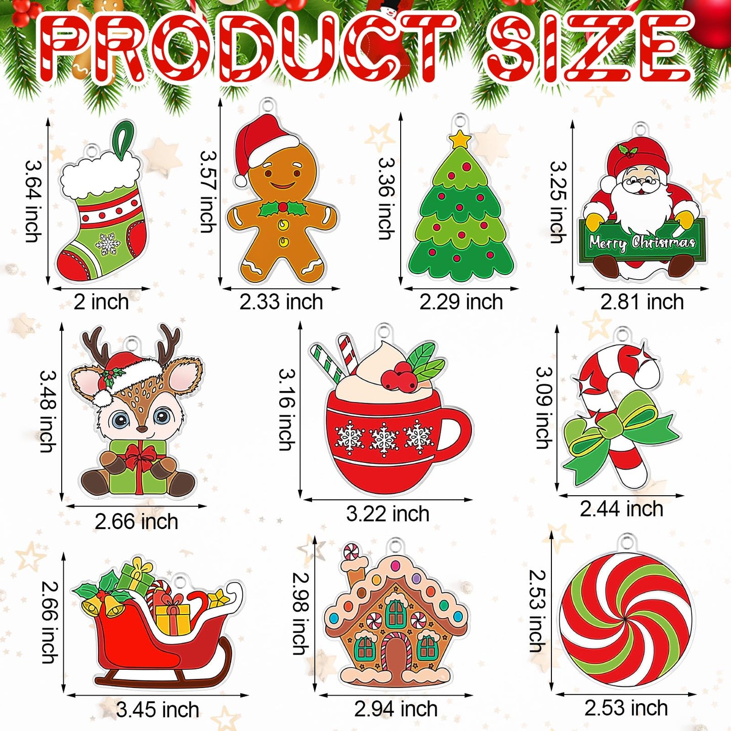 Beeveer Christmas Suncatcher Crafts Kit - 30 Sets DIY Window Paint Art, 3.5" Multicolor Acrylic Ornaments for Holiday Classroom Activities