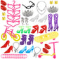 Janyun Total 114Pcs -16 Pack Doll Clothes Party Gown Outfits Set For Doll+ 98Pcs Girl Dolls Dresses Accessories Shoes Bags Necklace Mirror Hanger Tableware (Playing Style)