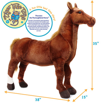 TigerHart 3 Foot Plush Pony - Thoroughbred Horse Stuffed Animal, White, Foam-Wrapped Wires