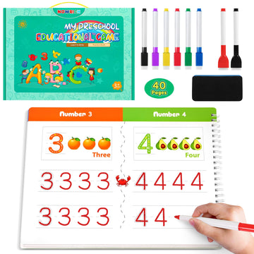 Toddler Preschool Learning Activities Handwriting Practice Book, 40 Pages Kindergarten Educational Workbooks, Autism Learning Re