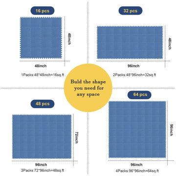 Shihanee Foam Floor Baby Tiles Foam Floor Mats Play Mats Bulk with Borders Interlocking for Kids Baby Playroom Nursery Gym (Navy