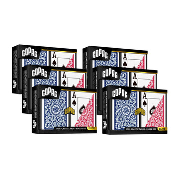 Copag 1546 Design 100% Plastic Playing Cards, Poker Size (Standard) Red/Blue (Jumbo Index, 6 Sets)