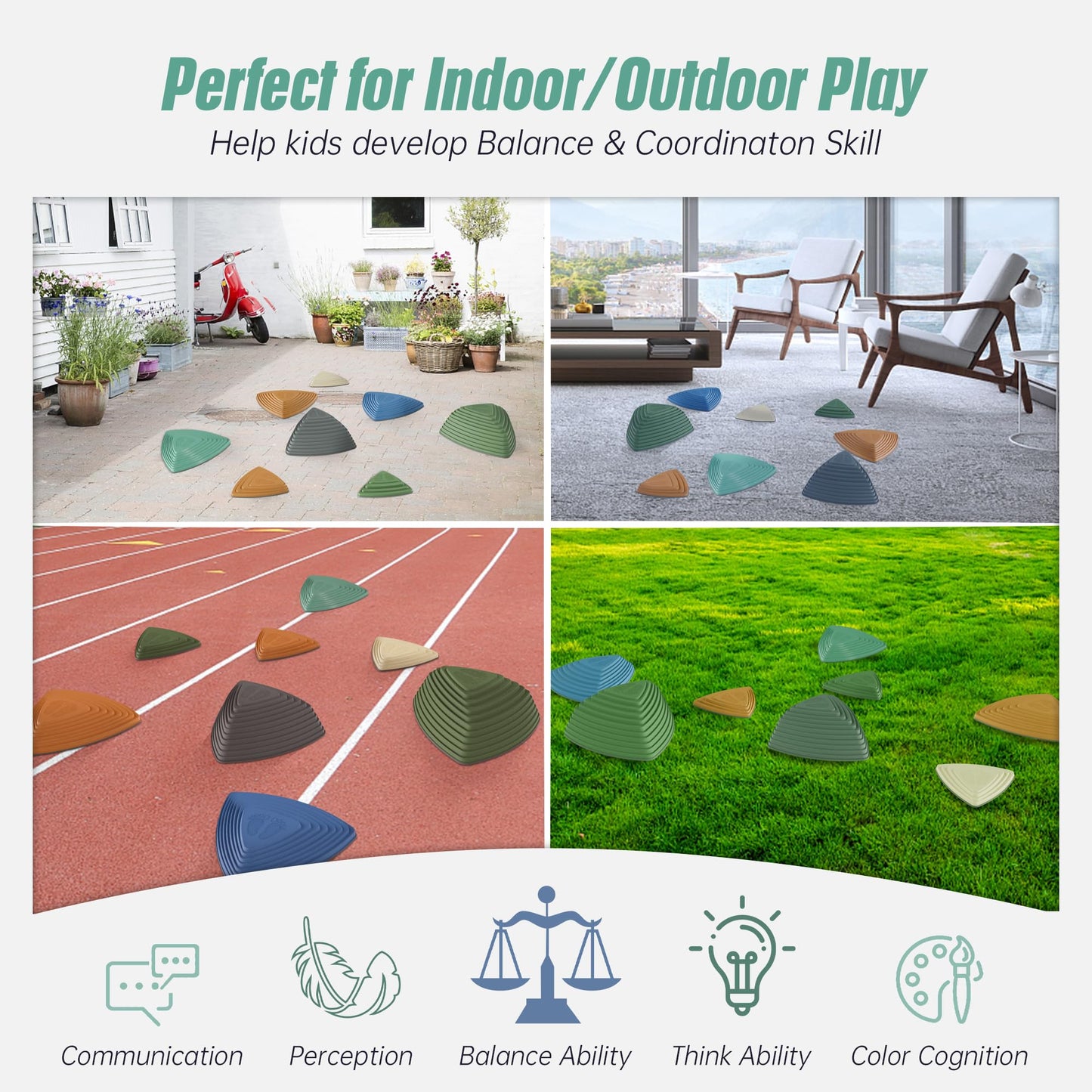 Gentle Monster Stepping Stones For Kids 11 Pcs Toddler Toys Indoor And Outdoor Balance Blocks, Coordination, Balance, Strength Skills Sensory Toys For Toddlers Ages 3 4 5 6 7 Years (8 Pcs Morandi)