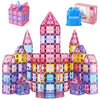 Princess Magnetic Tile Castle 3D Building Block Set - Sensory Stem Educational Building Toddler Kids Toys - Pink Magnetic Buildi