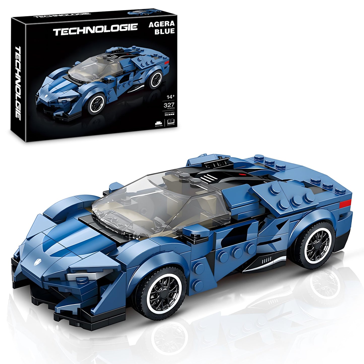 High Godo Moc Racing Sports Car Building Blocks Set, Technique And Engineering Super Vehicle Building Kits,Cool Simulation Supercar Model Gifts For Car Lovers And Kids Age 6+ (327 Pieces)