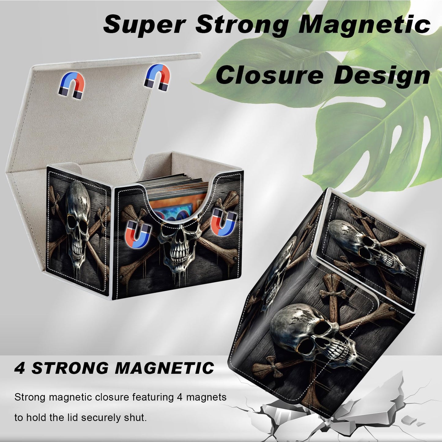 Card Game Storage Box TCG Deck Box MTG Card Box Organizer Trading Card Case Commander Deck Box TCG Card Storage Box Magnetic Clo
