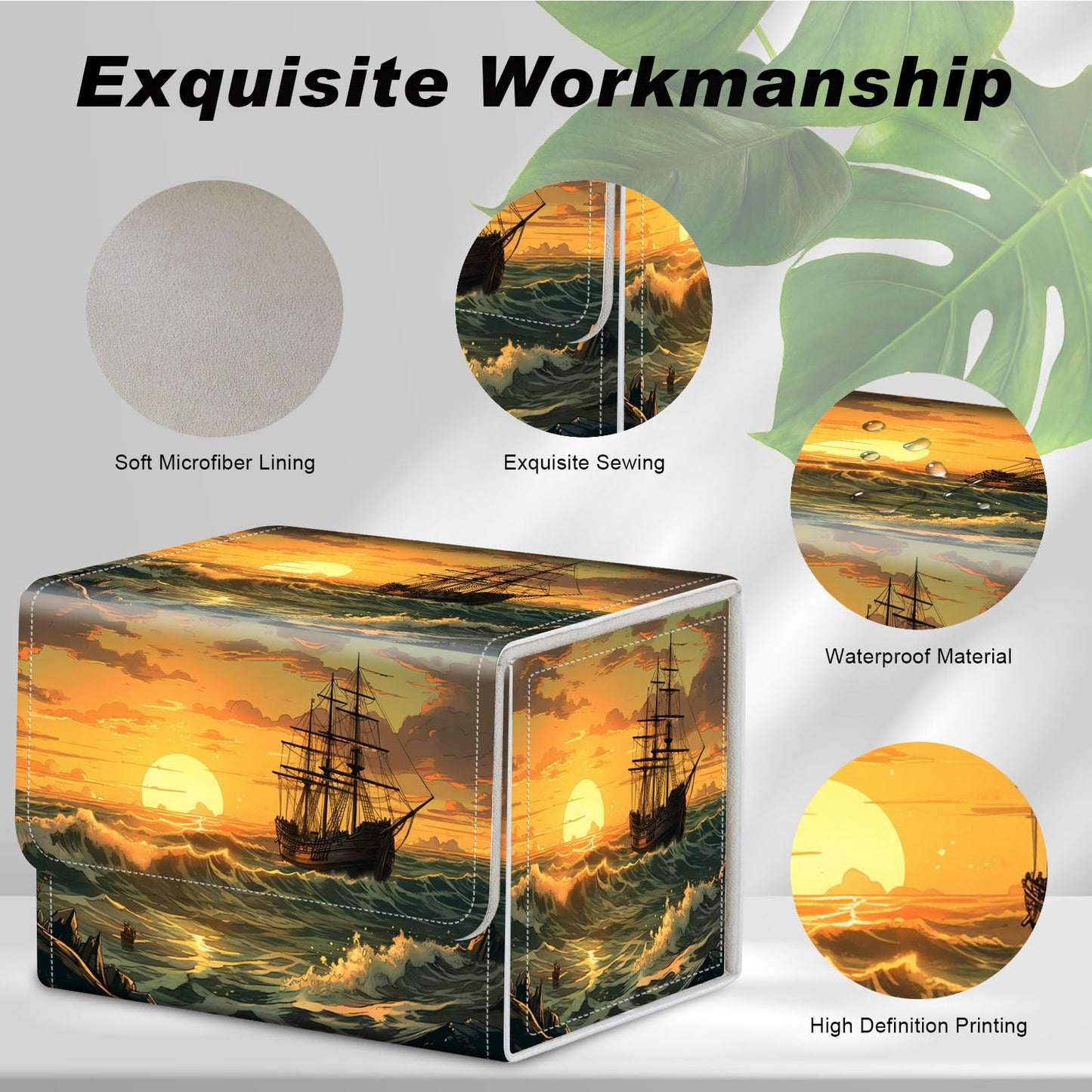 DEGDFSGR Card Game Storage Box for TCG MTG Commander Deck Box Organizer Trading Card Case Magnetic Closure Creative Pattern Up t