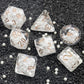 Haxtec Resin DND Dice Set 7PCS White Filled Resin Dice Pearl Polyhedral D&D Dice for Roleplaying Dice Games Compatible with Dung