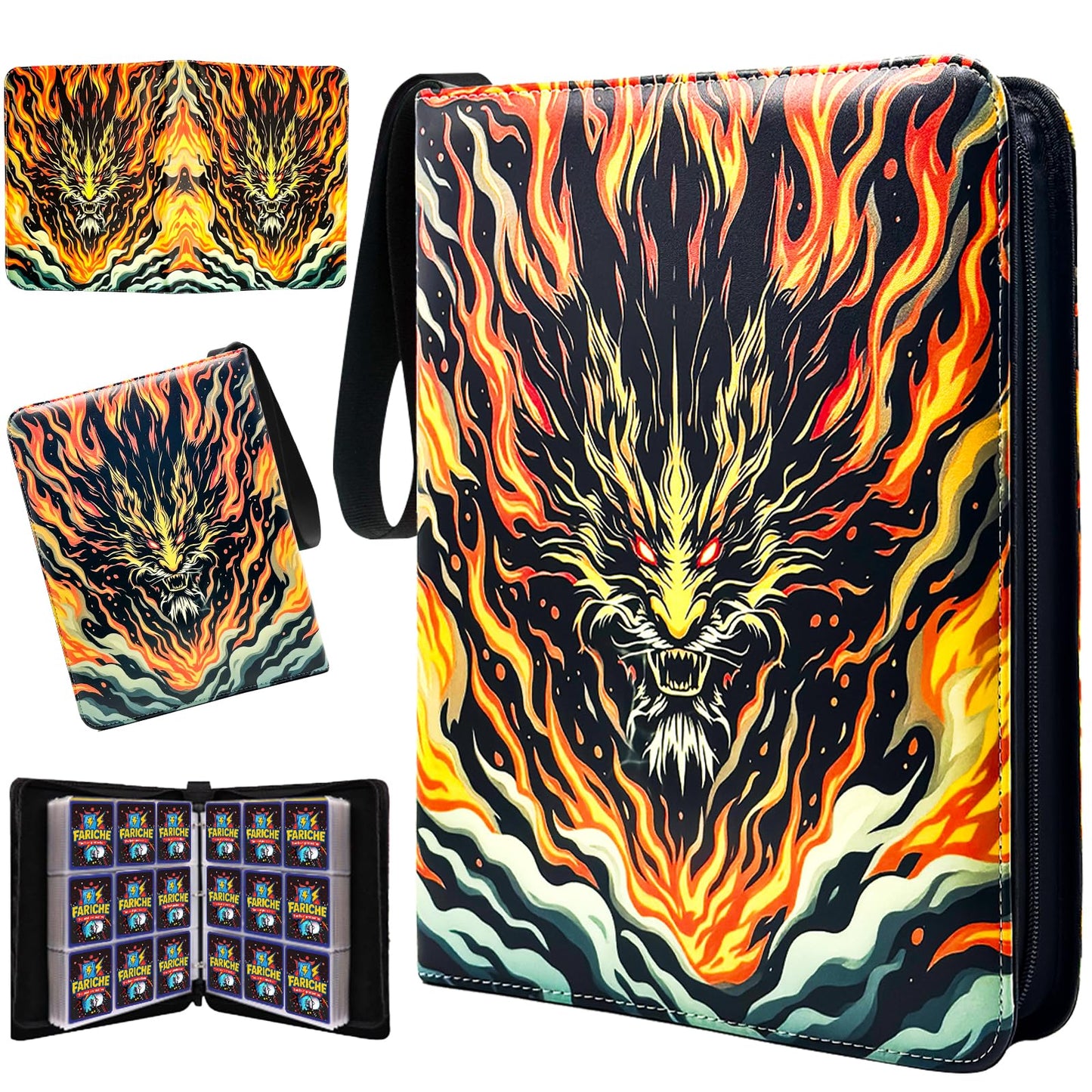 Trading Card Binder for Cards  9-Pocket Portable Card Collector Ablum Holder Book Fits 900 Cards with 50 Removable Sleeve  Waterproof Card Binder Display Storage Carrying Case for TCG-Dragon