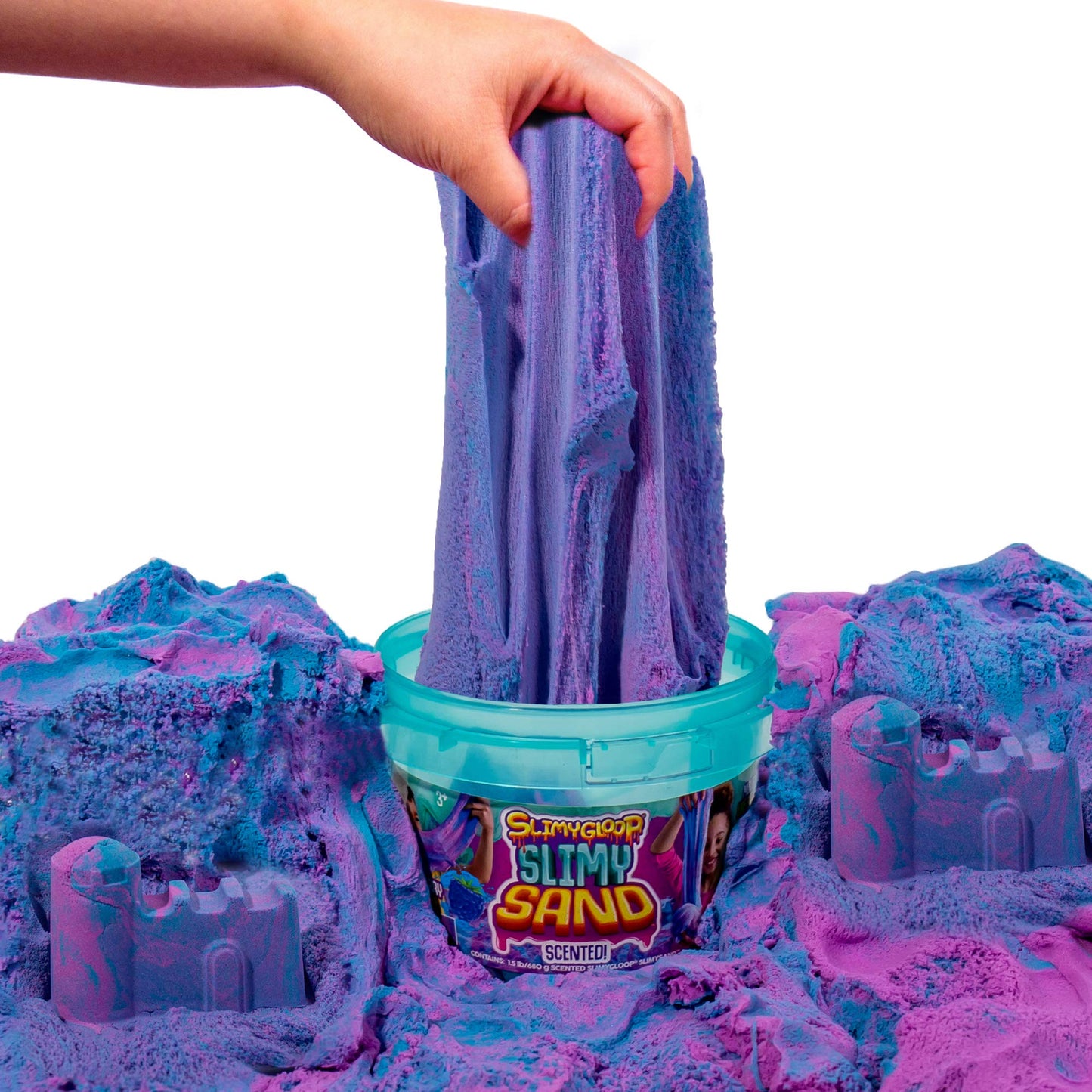 SLIMYSAND Moldable Cloud Slime, 1.5lb Berry Scented, Blue/Purple Marbled, Non-Stick Sensory Play in Reusable Bucket, Model 204669