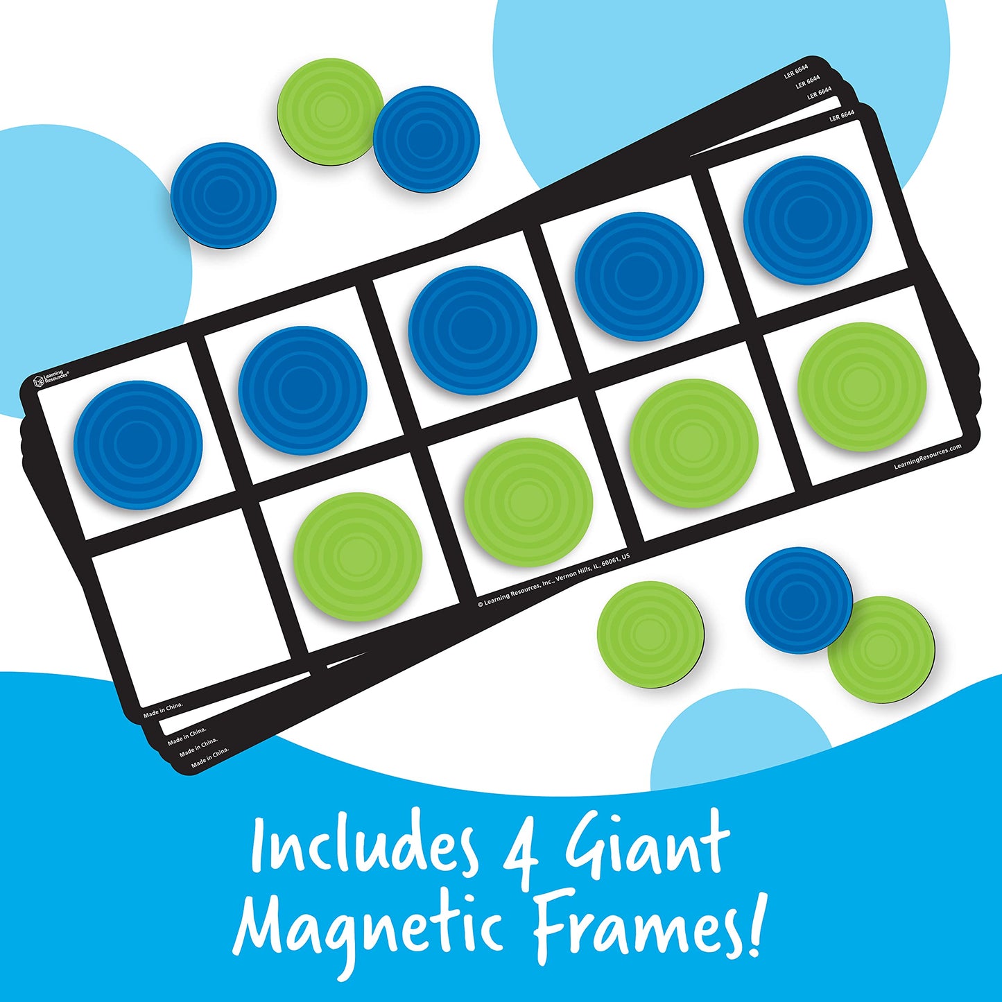 Learning Resources Giant Magnetic Ten Frame Set, Set Of 4, Ages 5+, Classroom Math Set, Magnetic Whiteboard Set, Classroom Demonstration