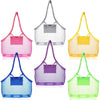 Frienda 6 Pieces Mesh Beach Tote Bag Portable Travel Mesh Bag Large Mesh Beach Bag Toy Organizer Storage Bag Away from Sand for 