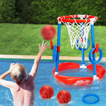 Gmaophy Pool Basketball Hoop, 2-In-1 Poolside Floating Pool Basketball Game, Swimming Pool Games For Kids Adults Indoor Outdoor 